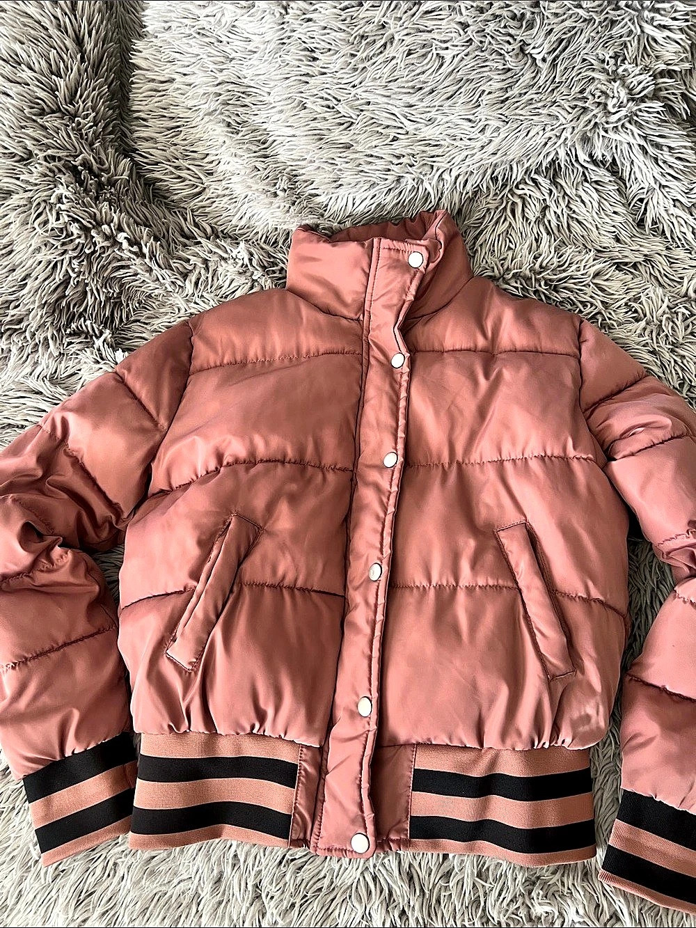 Fashion Nova Mrs. Jackson Puffer Jacket Pink Small